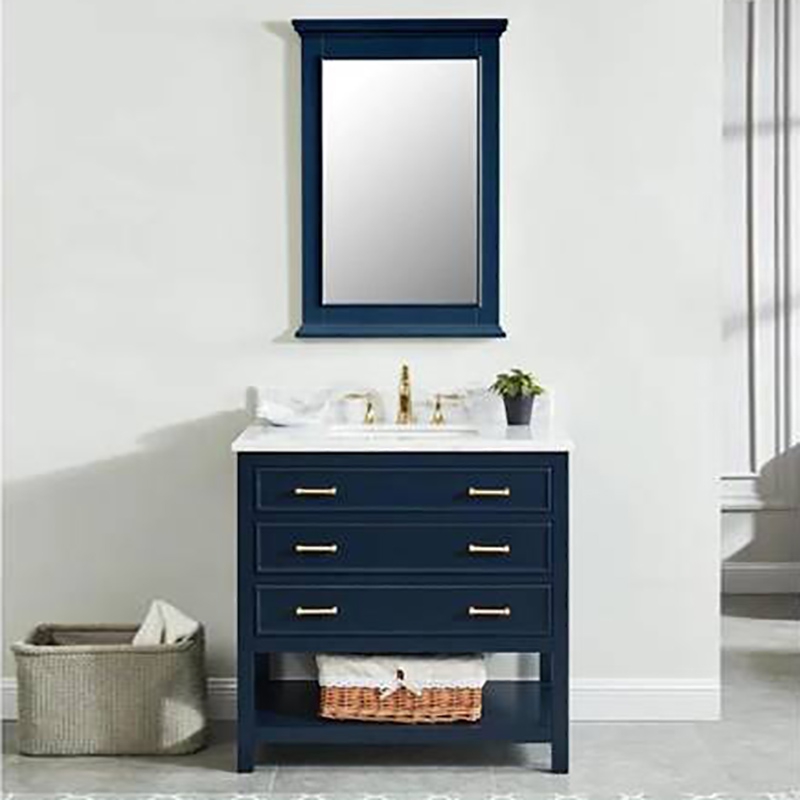 SolidWood+ MDF +Natural Marble bathroom Vanity 30 Inch with Storage Cabinet